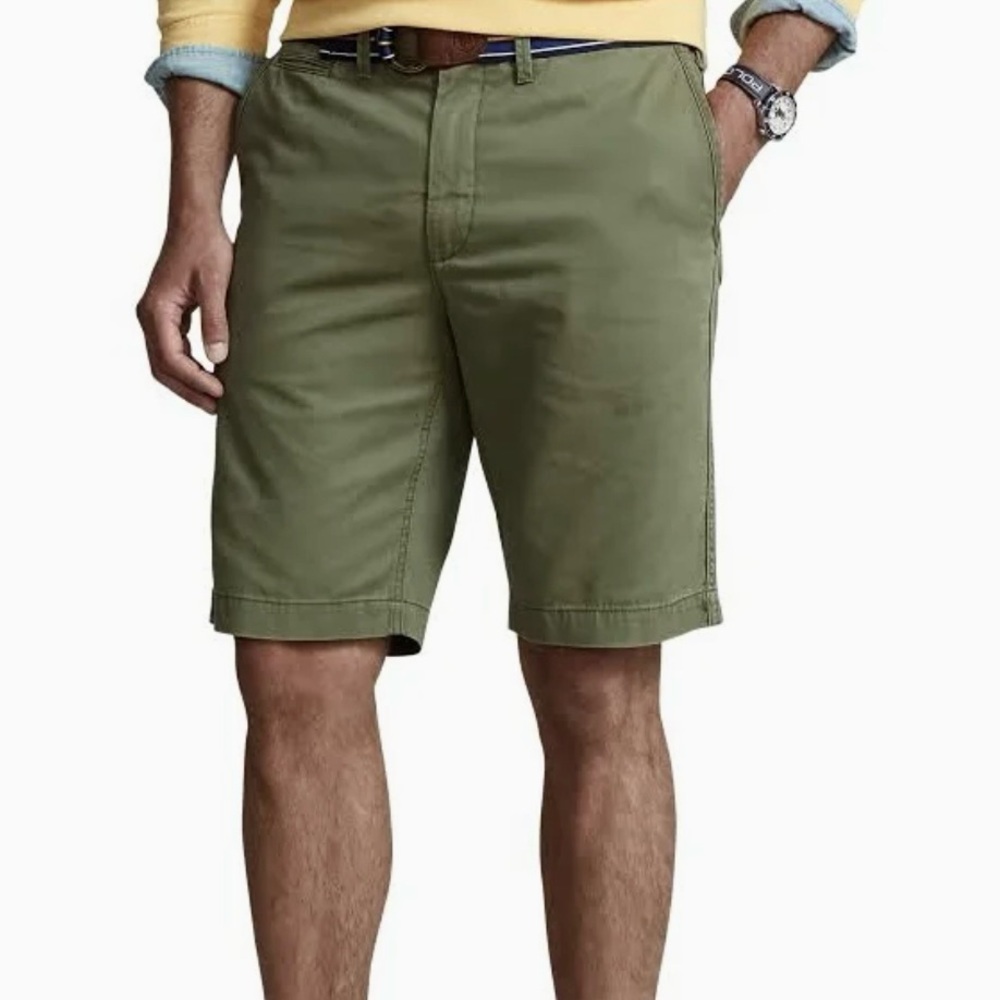 NWT Polo Ralph Lauren Olive Green Chino Cotton Stretch Shorts 48B